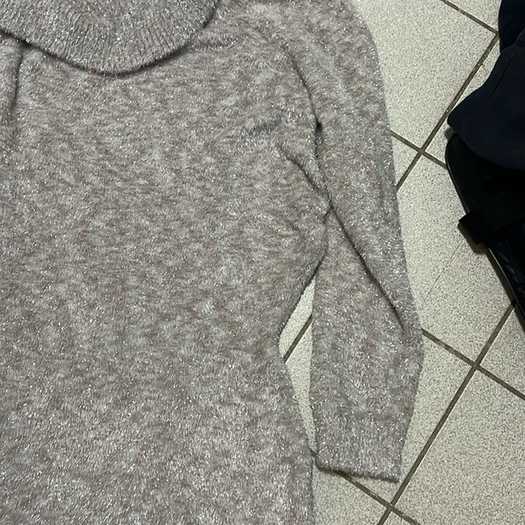 silver/ brown metallic turtle neck sweater dress never worn with tags - Picture 5 of 6